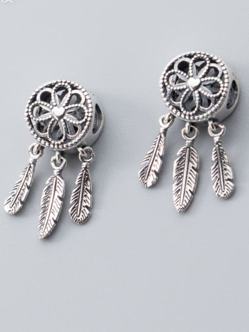 FAN 925 Sterling Silver With Antique Silver Plated Vintage Flower Charms