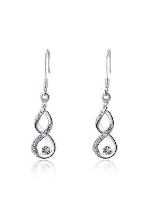 Ronaldo Delicate Number Eight Shaped Austria Crystal Drop Earrings 0