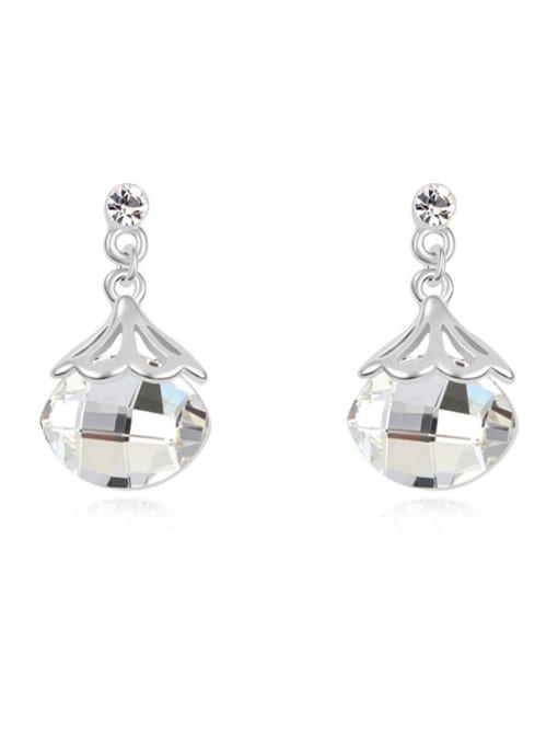 QIANZI Simple Oval austrian Crystals Alloy Earrings 2