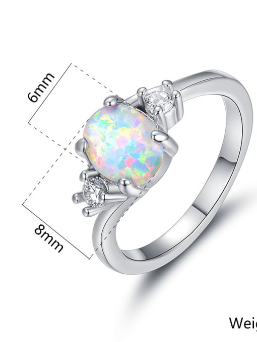 Platinum Natural Opal White Gold Plated Women Ring