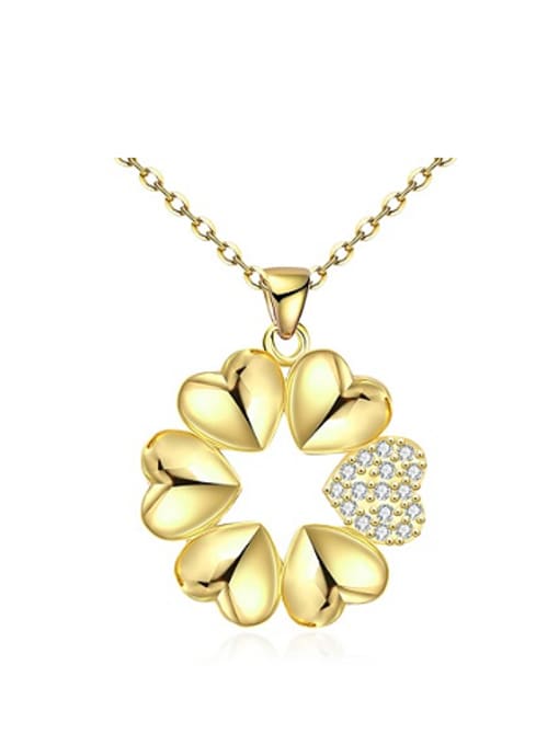Gold Fashion Heart shapes Zircon Necklace