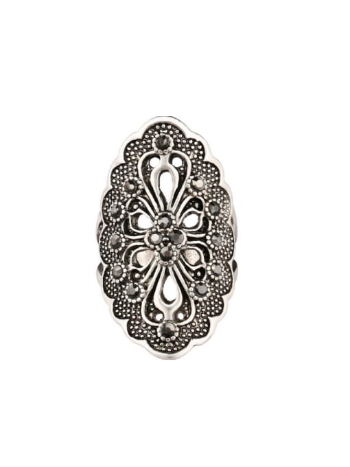 Gujin Retro style Cubic Rhinestones Hollow Flowery Alloy Ring 1