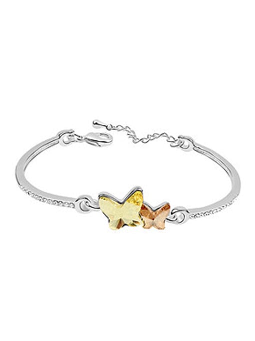 yellow Simple Double Butterfly austrian Crystals Alloy Bracelet