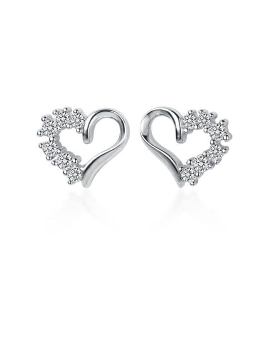 Rosh 925 Sterling Silver With Cubic Zirconia Cute Heart Stud Earrings 0