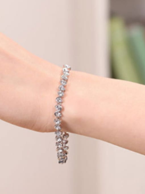 Wei Jia Fashion Cubic White Rhinestones-covered Alloy Bracelet 1