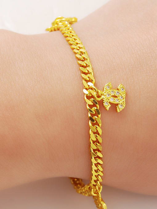 golden Elegant 24K Gold Plated Letter X Shaped Zircon Bracelet