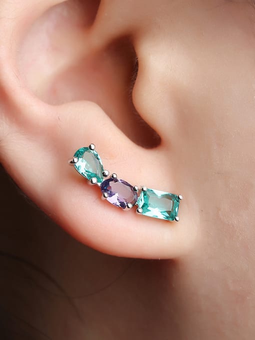 ROSS Copper With  Glass stone Trendy Geometric Stud Earrings 1