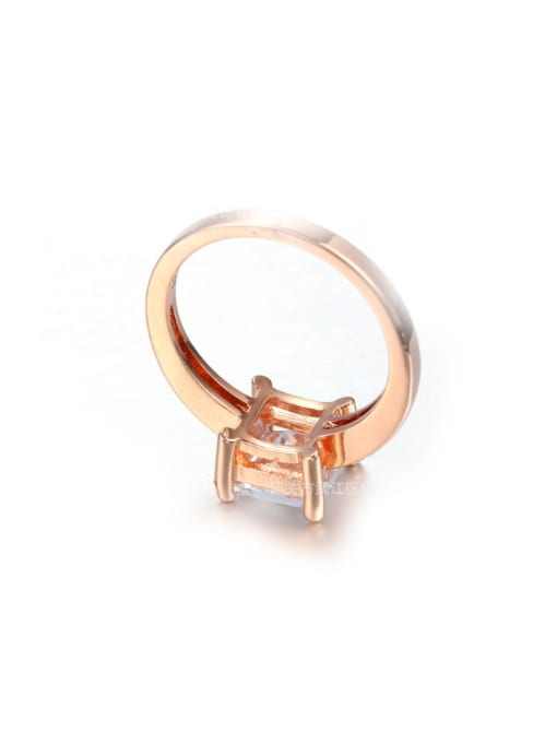 ZK Square Zircons Rose Gold Plated Unisex Ring 2