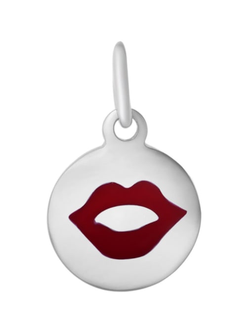 WVC049-1 Stainless Steel With round with red lips Charms