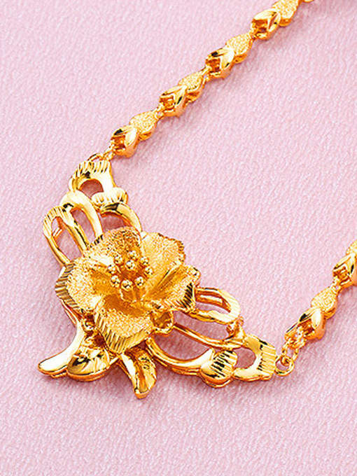XP Copper Alloy 24K Gold Plated Vintage style Flower Necklace 1