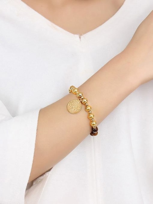 gold Exquisite Gold Plated Stone Stainless Steel Bracelet