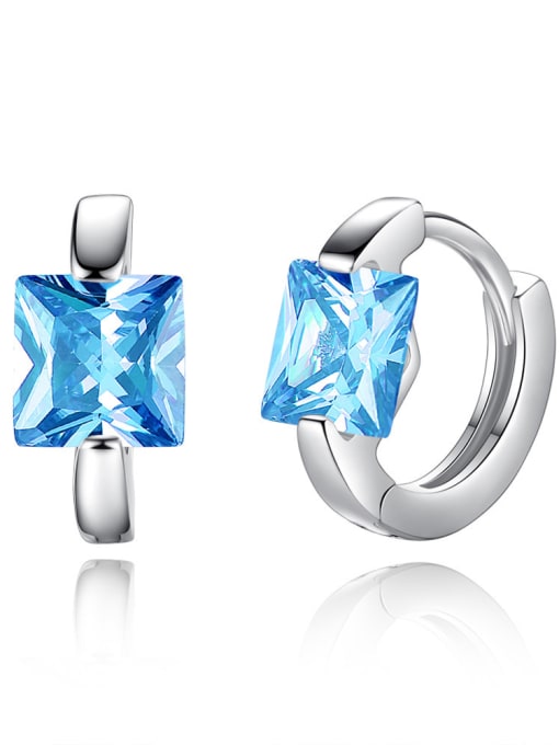 Blue Fashion Square Zircon Copper Earrings