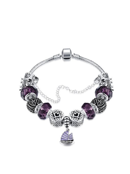 OUXI Fashion Purple Glass Personalized Bracelet