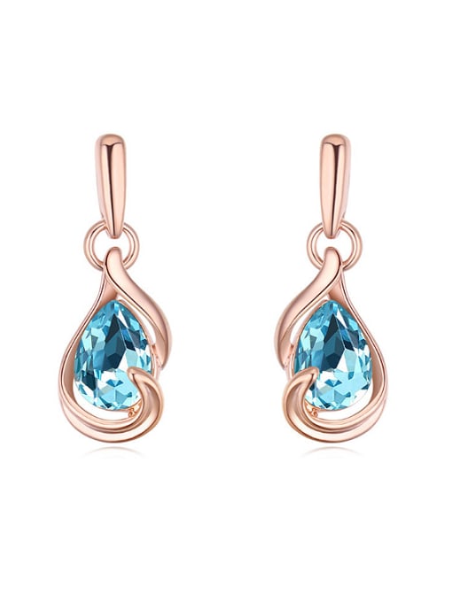 QIANZI Fashion Water Drop austrian Crystals Rose Gold Plated Earrings 3