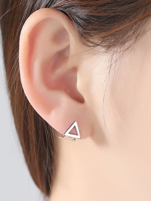 CCUI 925 Sterling Silver With Platinum Plated Simplistic Triangle Clip On Earrings 1