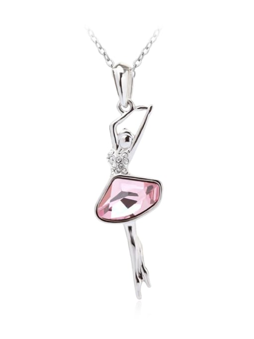 pink Fashion Austria Crystal Dancing Lady Necklace