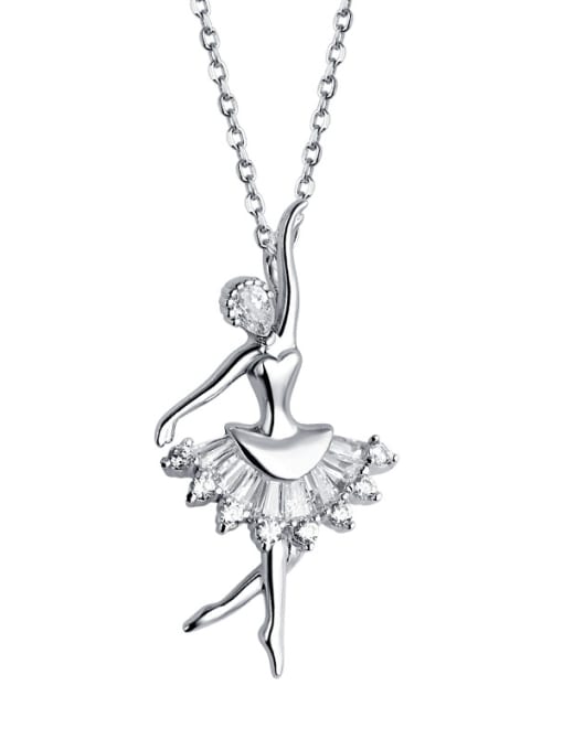 Dan 925 Sterling Silver With Cubic Zirconia Cute Angel Necklaces