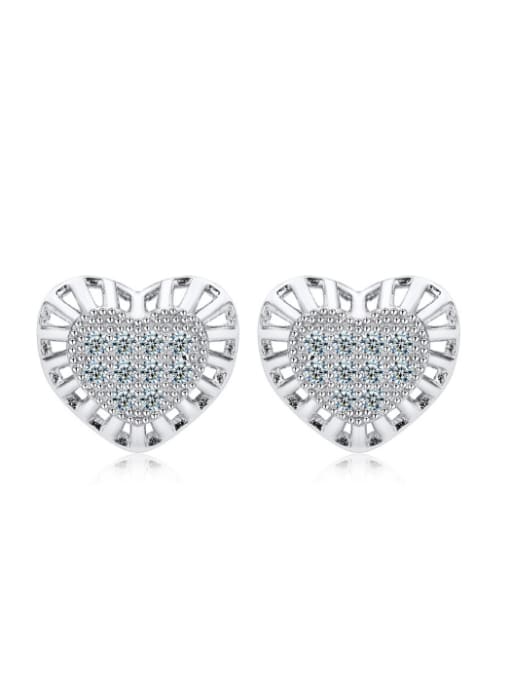 kwan Classical Full Zircons Silver Stud Earrings 0