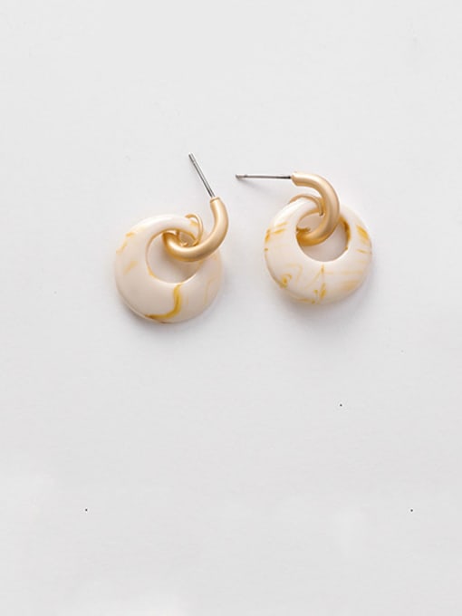 A White Alloy With Platinum Plated Simplistic Round Clip On Earrings