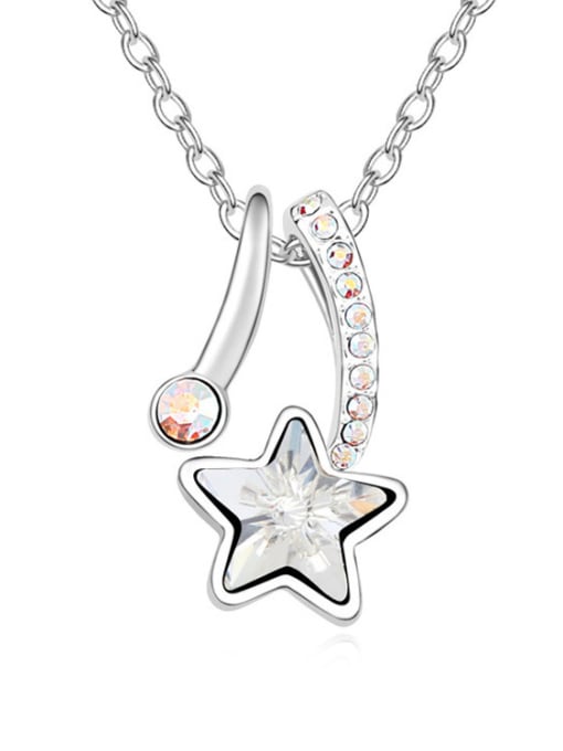 White Fashion Star austrian Crystal Pendant Alloy Necklace