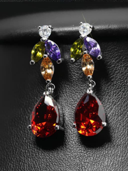 red Water Drop Shaped Two Pieces Jewelry Set
