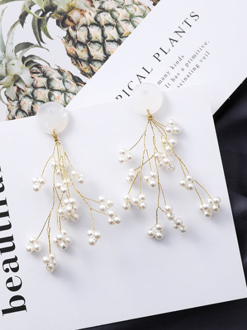 B ring section Alloy With Gold Plated  Imitation Pearl Bohemia Flower Earrings
