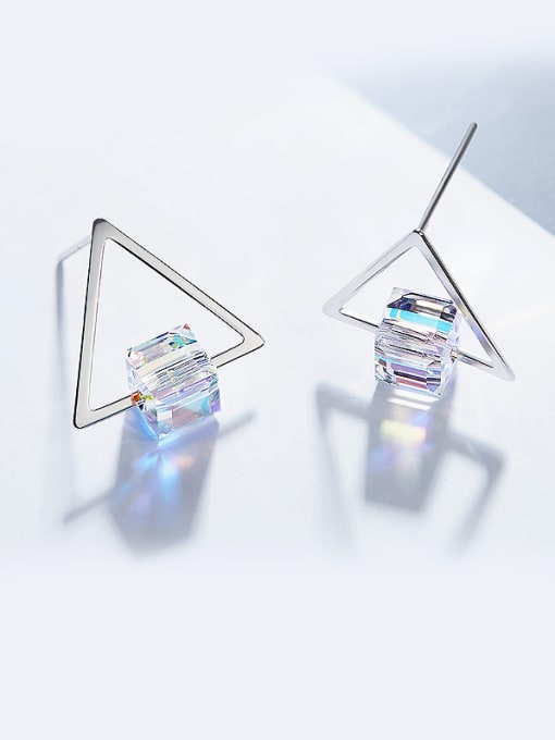 multi-Color S925 Silver Triangle Shaped stud Earring