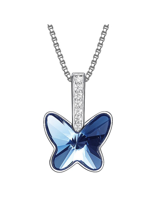 Blue S925 Silver Butterfly-shaped Necklace