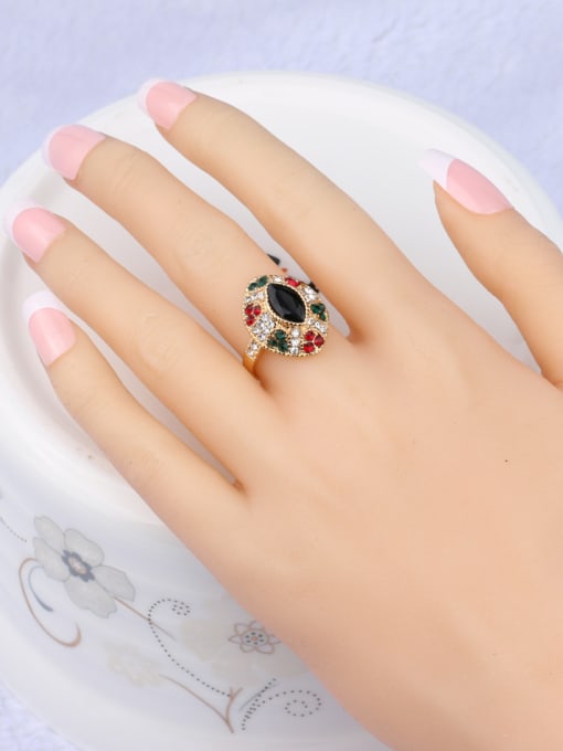 Gujin Retro style Colorful Resin stones Gold plated Alloy Ring 1