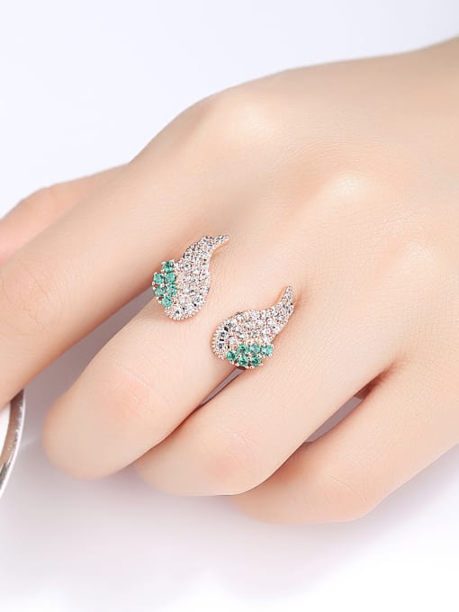 BLING SU Copper With Rose Gold Plated Personality Wing  Free Size  Rings 1