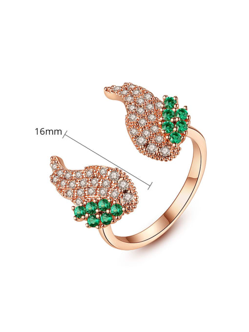 BLING SU Copper With Rose Gold Plated Personality Wing  Free Size  Rings 3