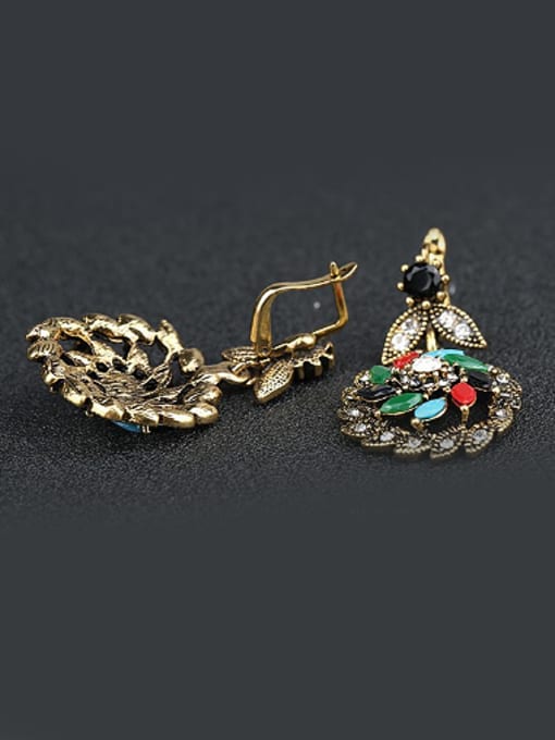 Gujin Ethnic style Oval Resin stones White Rhinestones Alloy Earrings 2