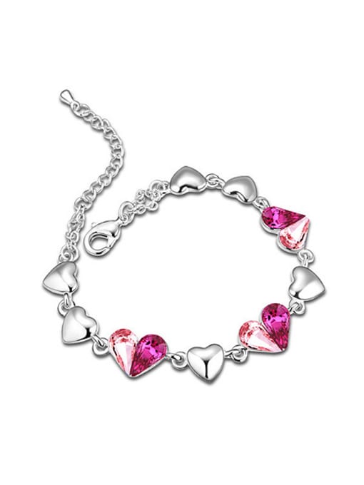 QIANZI Fashion austrian Crystals Heart Alloy Bracelet
