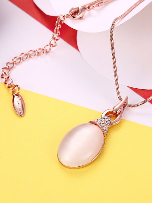 OUXI Fashion Oval Stone Zircon Necklace 2