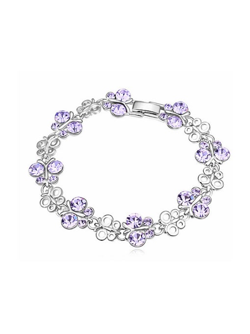 purple Fashion Cubic austrian Crystals Butterfly Alloy Bracelet