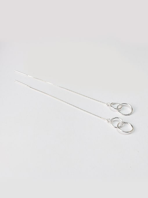 Peng Yuan Double Rings Silver Line Earrings 0