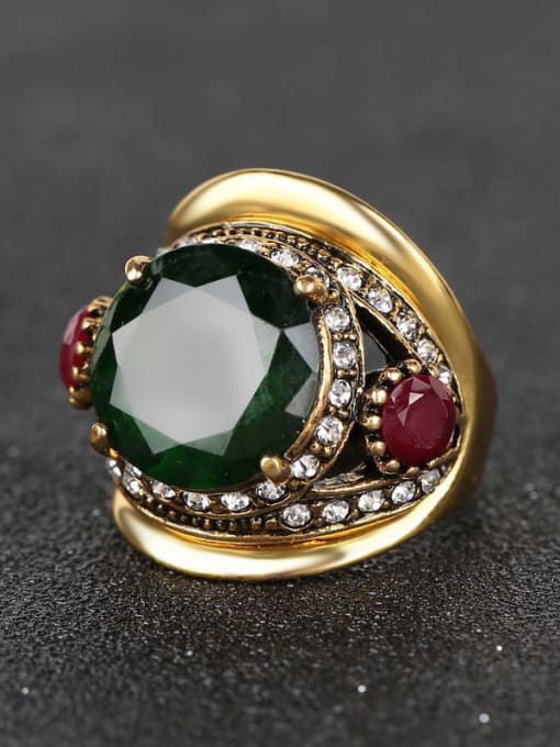 Gujin Exaggerated Retro style Resin Stones Alloy Ring 2