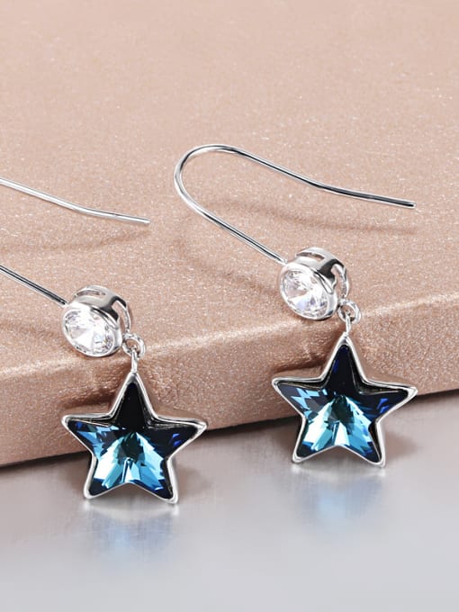 OUXI Fashion Blue Austria Crystal Star Earrings 2