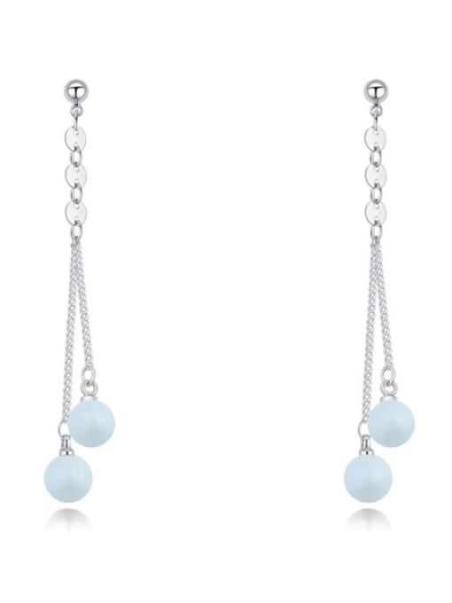blue Simple Imitation Pearls Alloy Drop Earrings