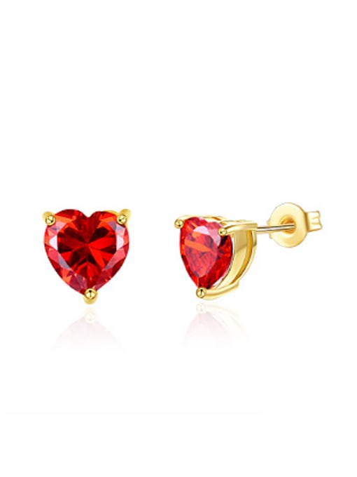OUXI Simple Heart shaped Zircon Stud Earrings