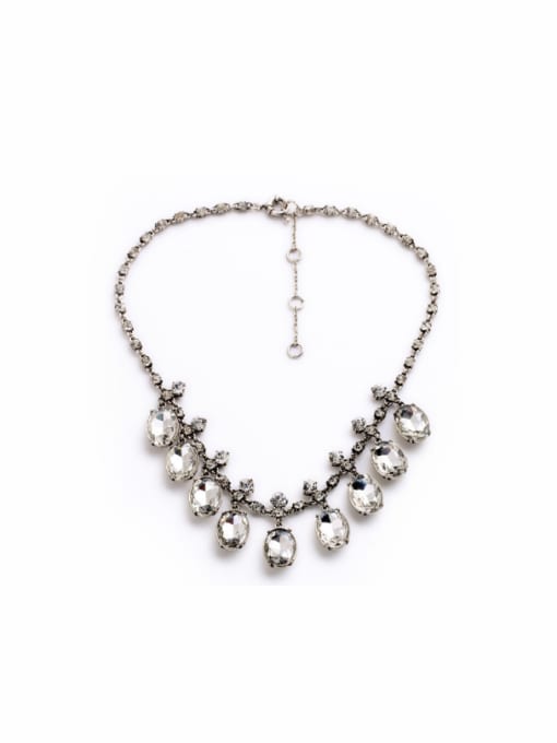 white Water Drop Shinning Stones Women Necklace