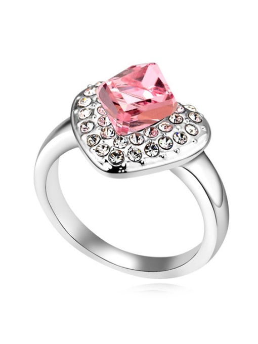 pink Fashion Cubic austrian Crystal Heart Alloy Ring