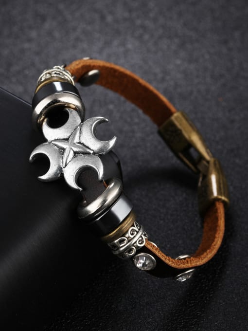 Open Sky Retro style Personalized Titanium Artificial Leather Bracelet 2