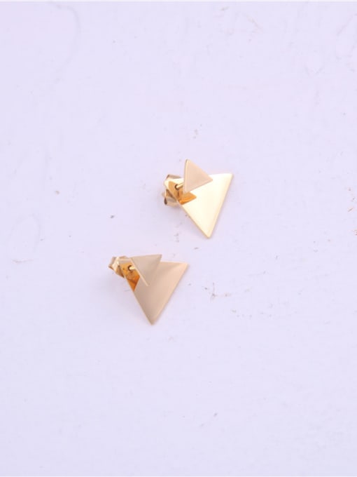 GROSE Titanium With Gold Plated Simplistic Triangle Stud Earrings 2