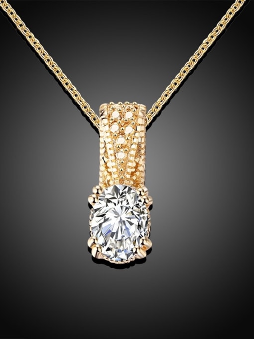 18 Carat Gold 18K Gold Plated Geometric Shaped Zircon Necklace