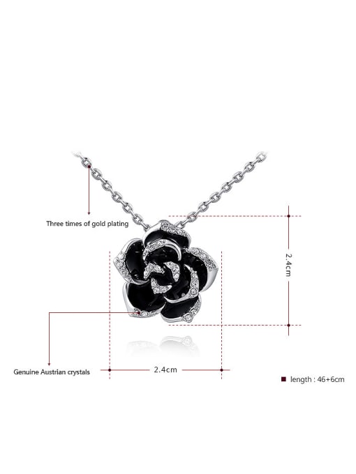 Ronaldo Black White Gold plated Flower Austria Crystal Two Pieces Jewelry Set 1