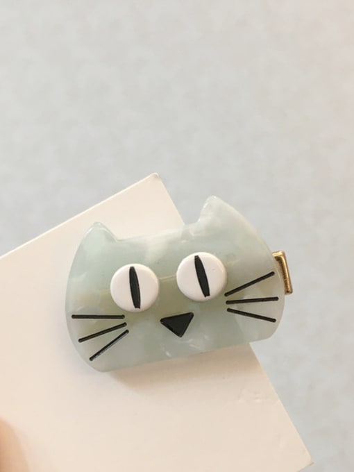 green Alloy With Cellulose Acetate Cute Cat Barrettes & Clips