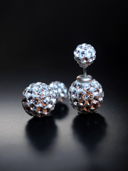 Rosh S925 Silver Ball Drill Spherical Crystal stud Earring 0