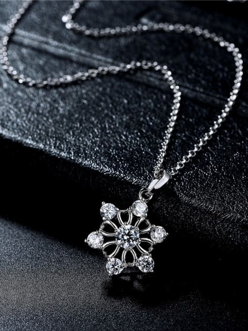 Platinum Fashionable Snowflake Shaped Rhinestone Necklace