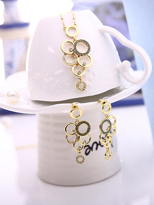 BESTIE Alloy Imitation-gold Plated Fashion Hollow Circles Two Pieces Jewelry Set 1